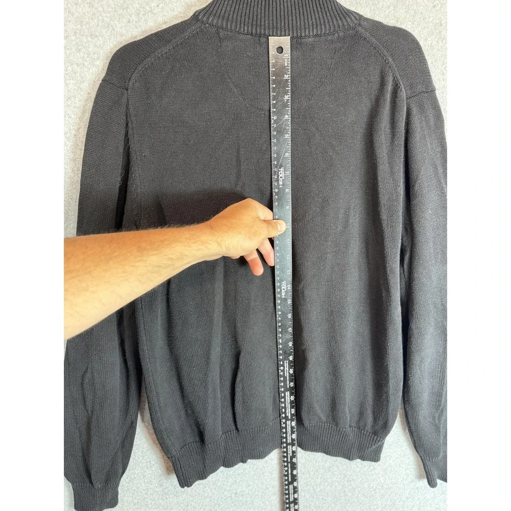 Grayson & Dunn Sweater Mens Medium Black Button Mock Neck Pullover Cotton Warm